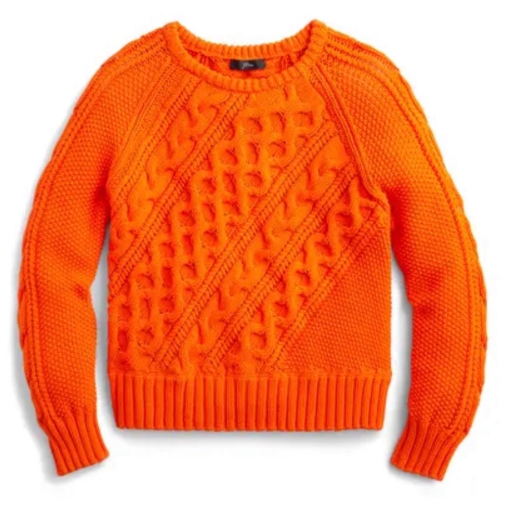 JCrew cable knit orange sweater - never worn